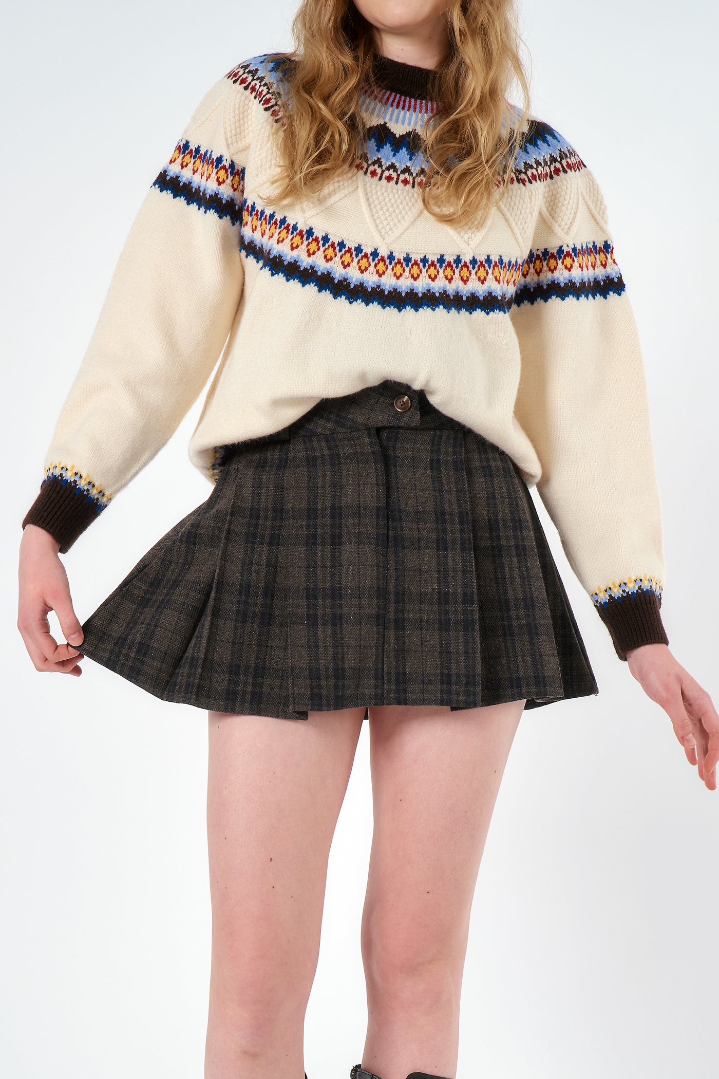 Amber Pleated Tartan Mini Skort