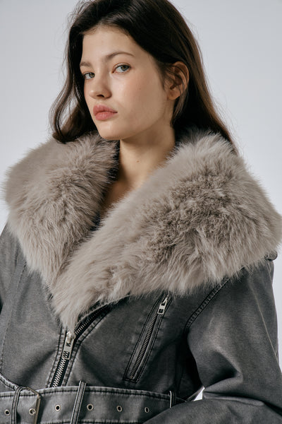 Celina Detachable Fur Rider Jacket