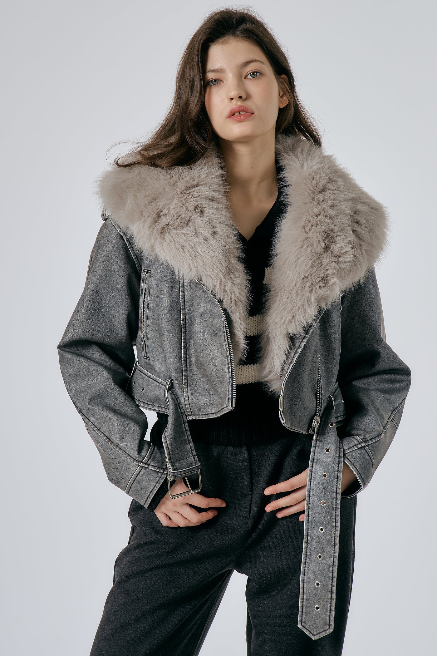 Celina Detachable Fur Rider Jacket