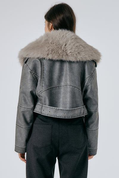 Celina Detachable Fur Rider Jacket