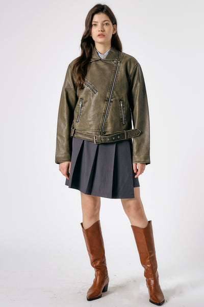 Celina Washed Faux Leather Jacket