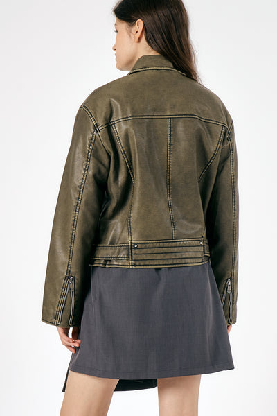 Celina Washed Faux Leather Jacket