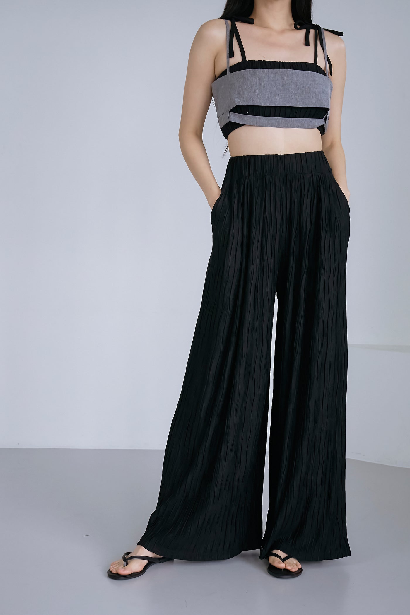 storets.com Yena Plisse Wide Leg Pants