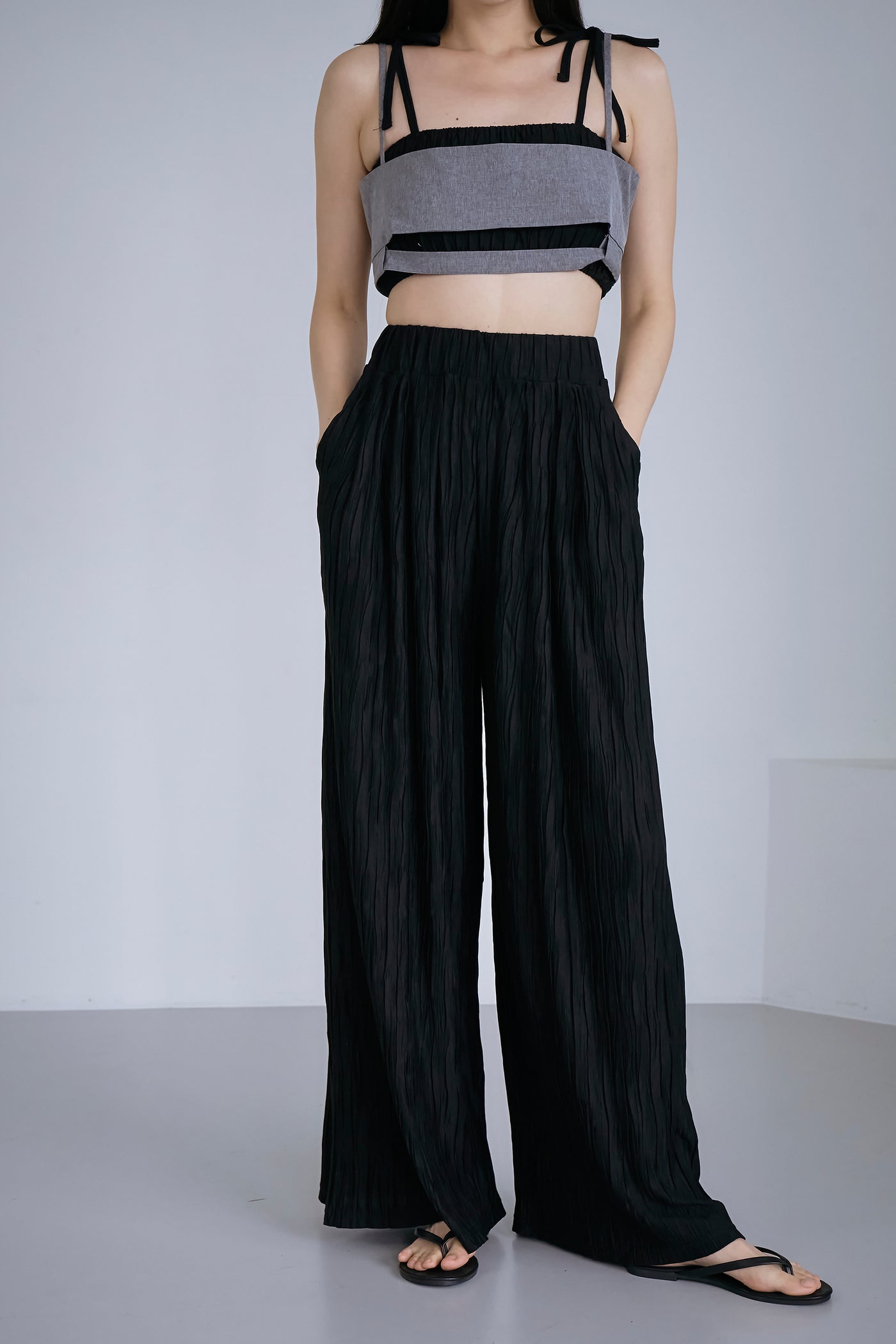 storets.com Yena Plisse Wide Leg Pants