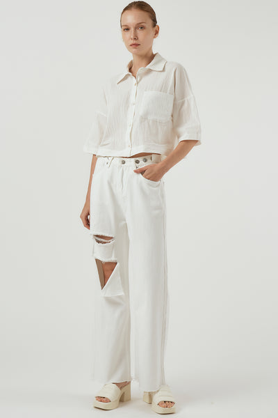 storets.com Lauren Crinkle Cropped Shirt