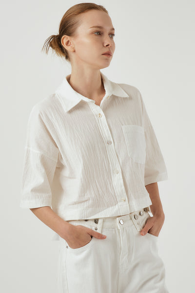 storets.com Lauren Crinkle Cropped Shirt