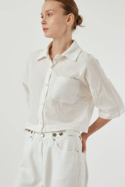 storets.com Lauren Crinkle Cropped Shirt