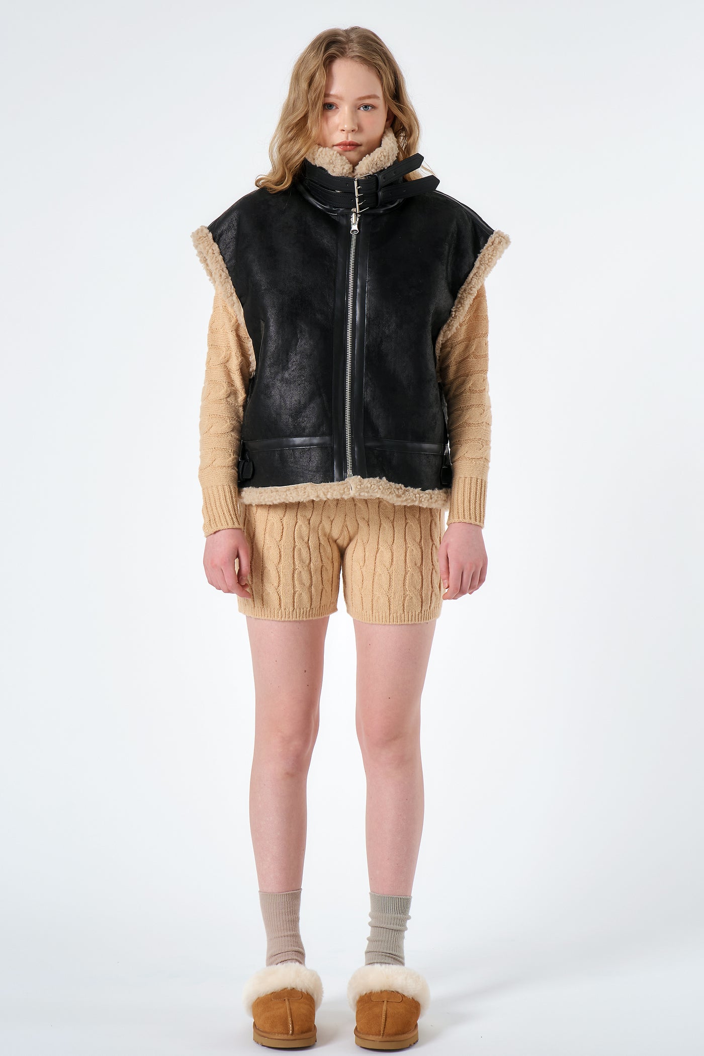 Maddie Oversized Shearling Vest Coat