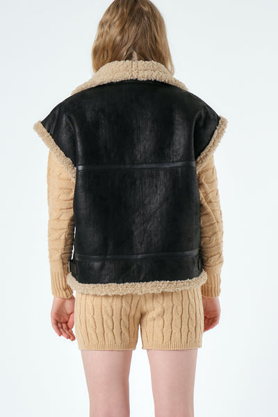 Maddie Oversized Shearling Vest Coat