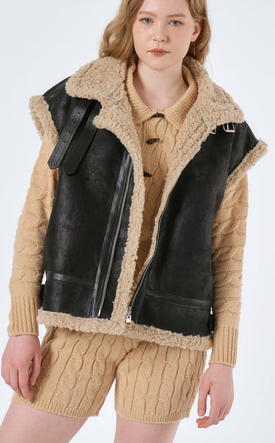 Maddie Oversized Shearling Vest Coat