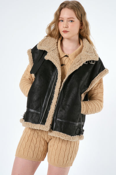 Maddie Oversized Shearling Vest Coat