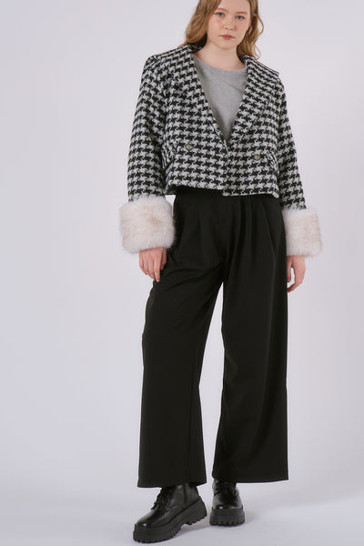 Poline Faux Fur Houndstooth Jacket