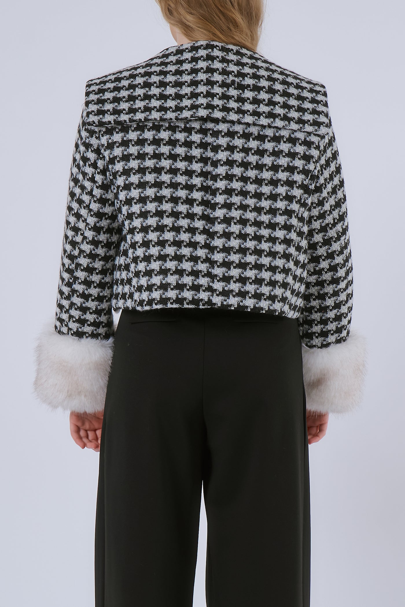 Poline Faux Fur Houndstooth Jacket