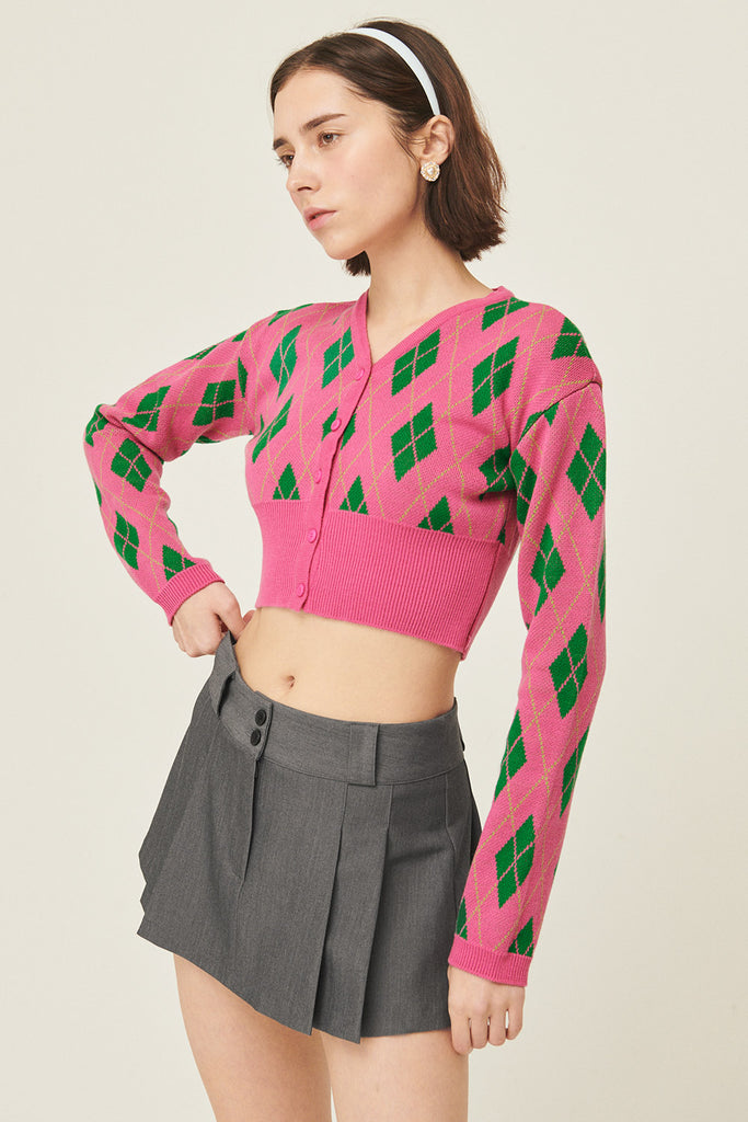 Cropped hot sale argyle sweater