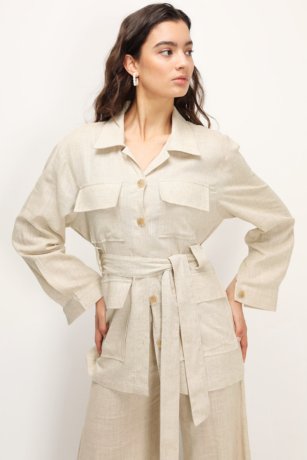 Linen safari jacket womens best sale